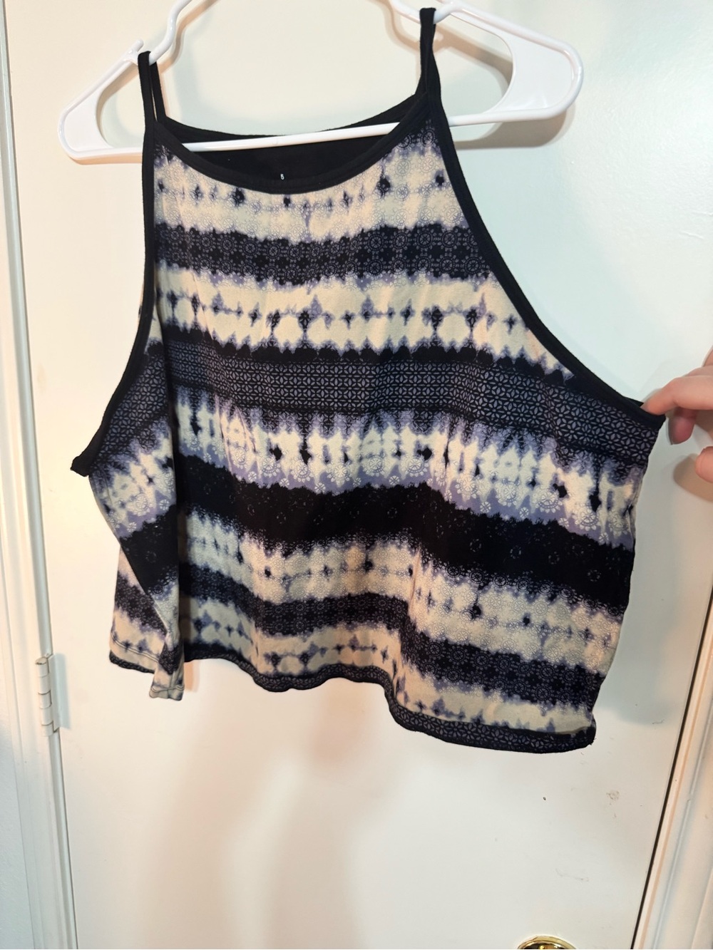 Torrid 5X Striped Tie-Dye Crop Tank Top - Navy and White